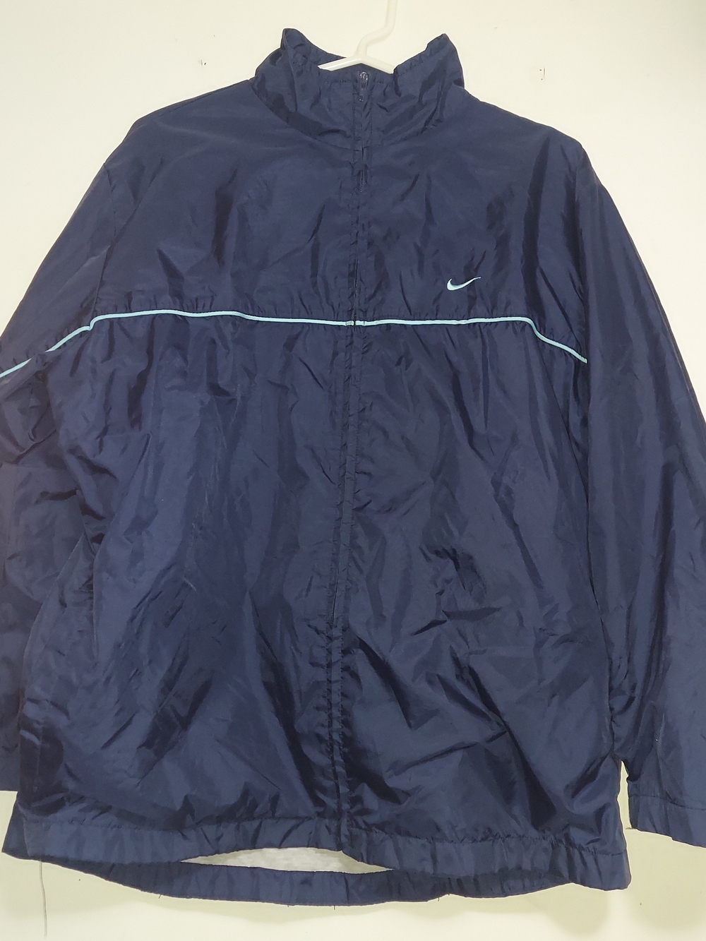 Nike Men's Navy Windbreaker with Light Blue Piping